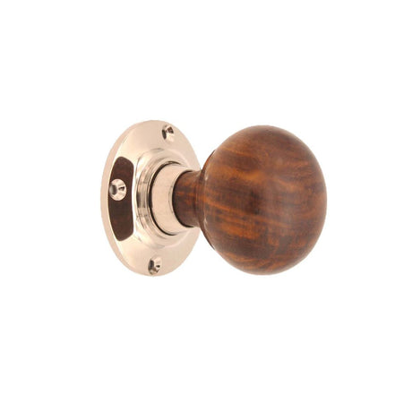 This is an image of Spira Brass - Rosewood Bun Rim/Mortice Door Knob Polished Nickel available to order from T.H Wiggans Architectural Ironmongery in Kendal, quick delivery and discounted prices.
