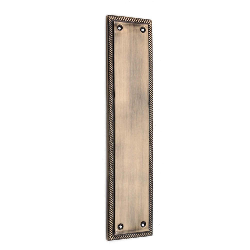 This is an image of Spira Brass - Georgian Finger Plate 285mm Antique Brass available to order from T.H Wiggans Architectural Ironmongery in Kendal, quick delivery and discounted prices.