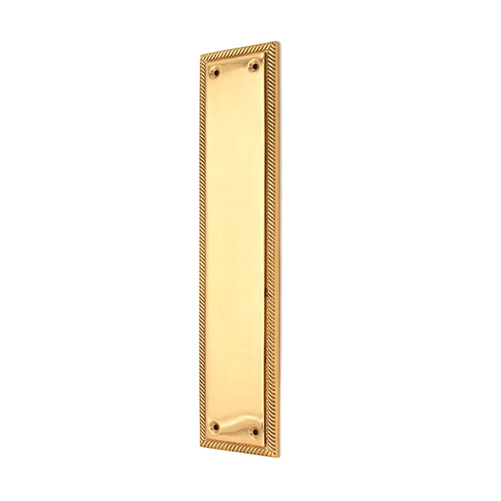 This is an image of Spira Brass - Georgian Finger Plate 285mm Polished Brass available to order from T.H Wiggans Architectural Ironmongery in Kendal, quick delivery and discounted prices.