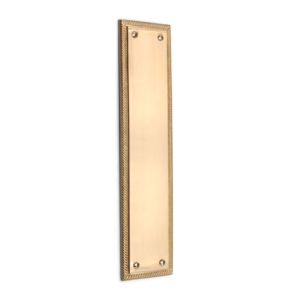 This is an image of Spira Brass - Georgian Finger Plate 285mm Satin Brass available to order from T.H Wiggans Architectural Ironmongery in Kendal, quick delivery and discounted prices.