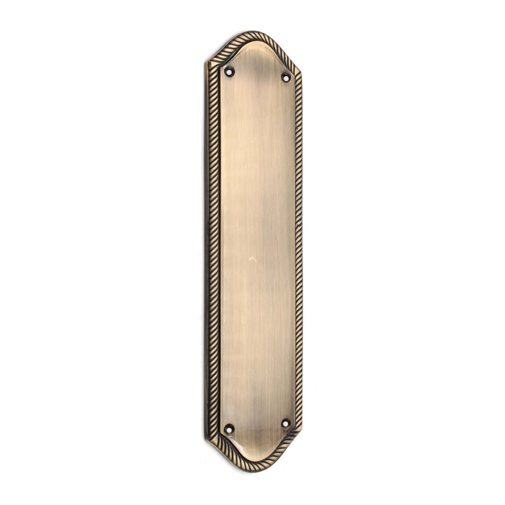This is an image of Spira Brass - Georgian Half Round Finger Plate 295mm Antique Brass available to order from T.H Wiggans Architectural Ironmongery in Kendal, quick delivery and discounted prices.
