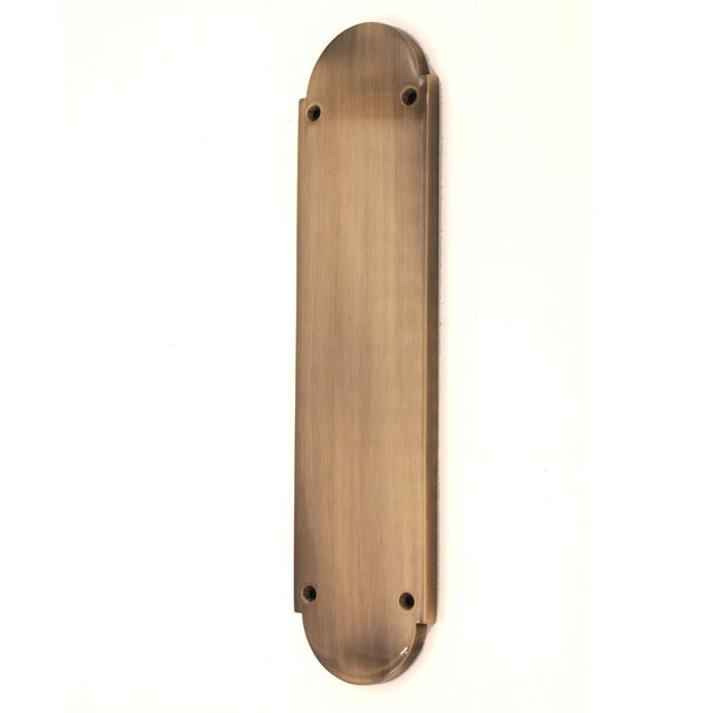 This is an image of Spira Brass - Victorian Half Round Finger Plate 300mm Antique Brass available to order from T.H Wiggans Architectural Ironmongery in Kendal, quick delivery and discounted prices.