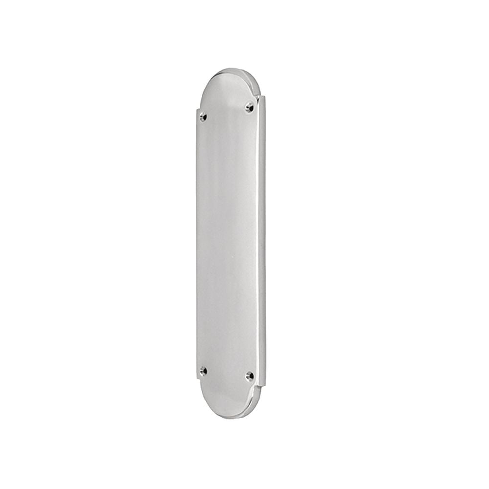 This is an image of Spira Brass - Victorian Half Round Finger Plate 300mm Satin Chrome available to order from T.H Wiggans Architectural Ironmongery in Kendal, quick delivery and discounted prices.