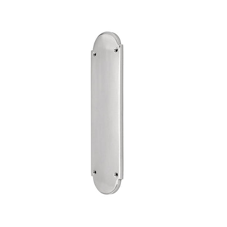 This is an image of Spira Brass - Victorian Half Round Finger Plate 300mm Satin Chrome available to order from T.H Wiggans Architectural Ironmongery in Kendal, quick delivery and discounted prices.