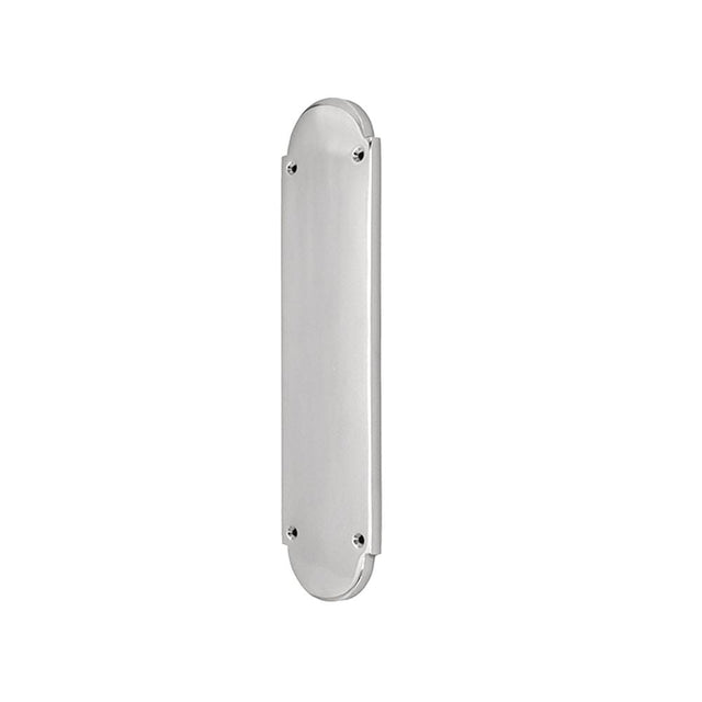 This is an image of Spira Brass - Victorian Half Round Finger Plate 300mm Satin Chrome available to order from T.H Wiggans Architectural Ironmongery in Kendal, quick delivery and discounted prices.