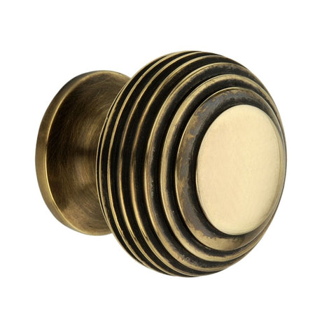 This is an image of Spira Brass - Beehive Small 30mm Cupboard Knob Aged Brass  available to order from T.H Wiggans Architectural Ironmongery in Kendal, quick delivery and discounted prices.