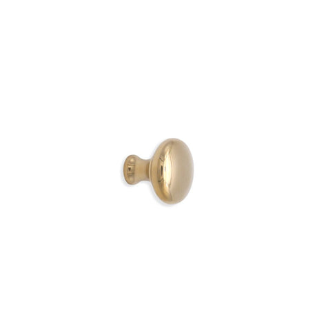 This is an image of Spira Brass - Mushroom 25mm Cupboard Knob Polilshed Brass Unlacquered  available to order from T.H Wiggans Architectural Ironmongery in Kendal, quick delivery and discounted prices.