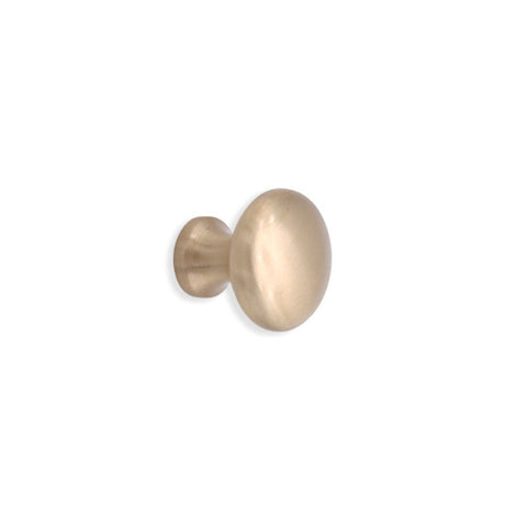 This is an image of Spira Brass - Mushroom 25mm Cupboard Knob Satin Brass  available to order from T.H Wiggans Architectural Ironmongery in Kendal, quick delivery and discounted prices.