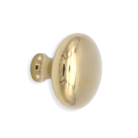 This is an image of Spira Brass - Mushroom 38mm Cupboard Knob Polilshed Brass Unlacquered  available to order from T.H Wiggans Architectural Ironmongery in Kendal, quick delivery and discounted prices.