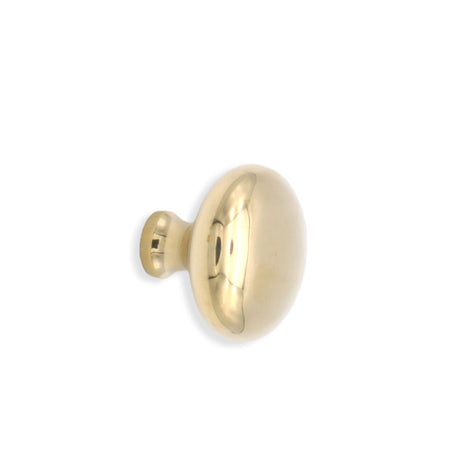 This is an image of Spira Brass - Mushroom 32mm Cupboard Knob Polilshed Brass Unlacquered  available to order from T.H Wiggans Architectural Ironmongery in Kendal, quick delivery and discounted prices.