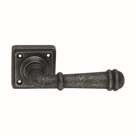 This is an image of Spira Brass - Ribbed Lever on Square Rose Pewter available to order from T.H Wiggans Architectural Ironmongery in Kendal, quick delivery and discounted prices.
