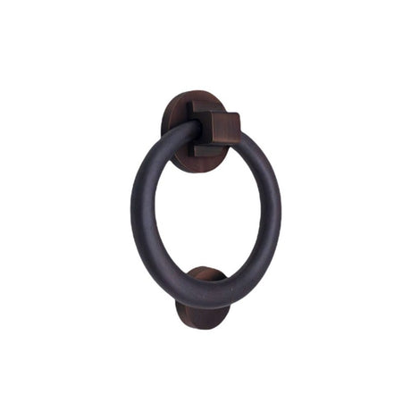 This is an image of Spira Brass - Ring Door Knocker 110mm Aged Bronze available to order from T.H Wiggans Architectural Ironmongery in Kendal, quick delivery and discounted prices.