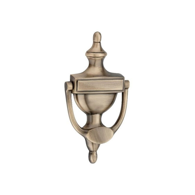 This is an image of Spira Brass - Victorian Door Knocker 150mm Antique Brass available to order from T.H Wiggans Architectural Ironmongery in Kendal, quick delivery and discounted prices.