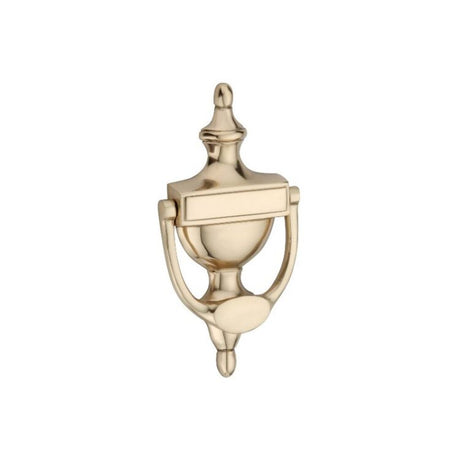 This is an image of Spira Brass - Victorian Door Knocker 150mm Polished Brass available to order from T.H Wiggans Architectural Ironmongery in Kendal, quick delivery and discounted prices.