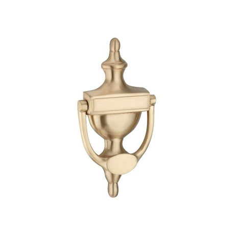 This is an image of Spira Brass - Victorian Door Knocker 150mm Satin Brass available to order from T.H Wiggans Architectural Ironmongery in Kendal, quick delivery and discounted prices.