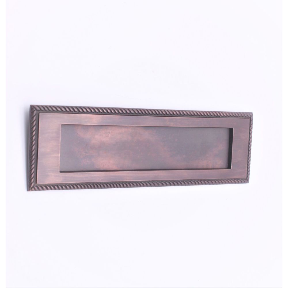 This is an image of Spira Brass - Georgian Letter Plate 250mm Aged Bronze available to order from T.H Wiggans Architectural Ironmongery in Kendal, quick delivery and discounted prices.