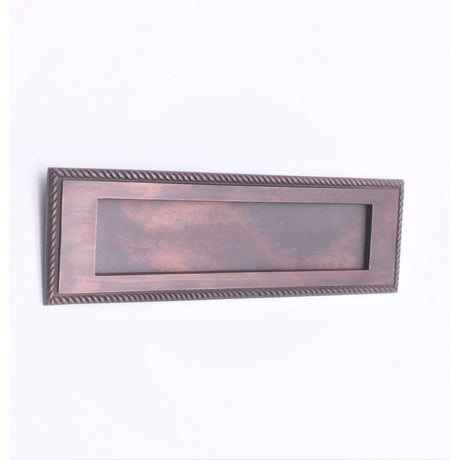 This is an image of Spira Brass - Georgian Letter Plate 250mm Aged Bronze available to order from T.H Wiggans Architectural Ironmongery in Kendal, quick delivery and discounted prices.