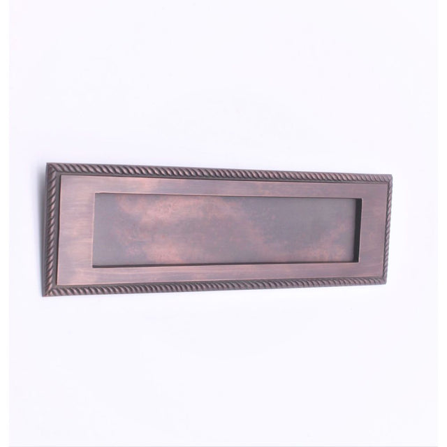 This is an image of Spira Brass - Georgian Letter Plate 250mm Aged Bronze available to order from T.H Wiggans Architectural Ironmongery in Kendal, quick delivery and discounted prices.