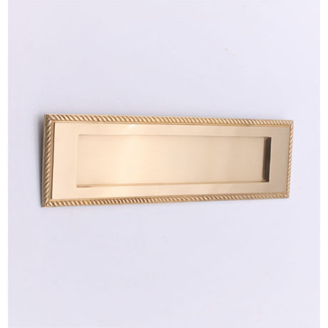 This is an image of Spira Brass - Georgian Letter Plate 250mm Satin Brass available to order from T.H Wiggans Architectural Ironmongery in Kendal, quick delivery and discounted prices.