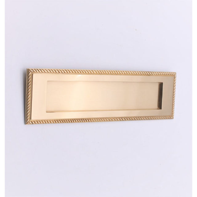 This is an image of Spira Brass - Georgian Letter Plate 250mm Satin Brass available to order from T.H Wiggans Architectural Ironmongery in Kendal, quick delivery and discounted prices.