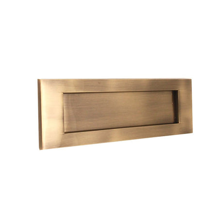 This is an image of Spira Brass - Victorian Letter Plate 300mm Antique Brass available to order from T.H Wiggans Architectural Ironmongery in Kendal, quick delivery and discounted prices.