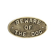 This is an image of Spira Brass - Beware Of The Dog Door Plate Polished Brass available to order from T.H Wiggans Architectural Ironmongery in Kendal, quick delivery and discounted prices.