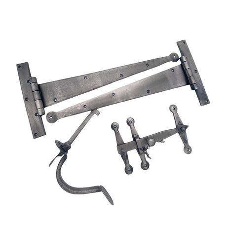 This is an image of Spira Brass - Heavy Duty Handforged Door Hardware Kit Pewter available to order from T.H Wiggans Architectural Ironmongery in Kendal, quick delivery and discounted prices.