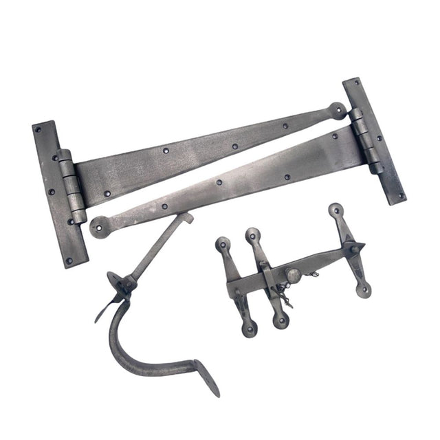 This is an image of Spira Brass - Heavy Duty Handforged Door Hardware Kit Pewter available to order from T.H Wiggans Architectural Ironmongery in Kendal, quick delivery and discounted prices.