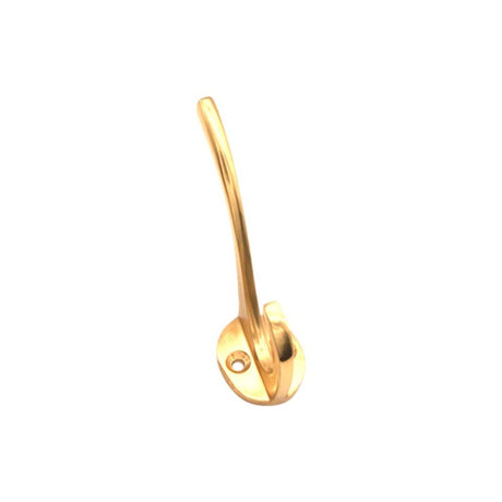 This is an image of Spira Brass - Victorian Coat Hook 115mm Polished Brass available to order from T.H Wiggans Architectural Ironmongery in Kendal, quick delivery and discounted prices.