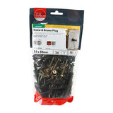 This is an image showing TIMCO Brown Plastic Plugs with Screws - 35mm Brown Plug, 5.0x50 Screw - 125 Pieces TIMbag available from T.H Wiggans Ironmongery in Kendal, quick delivery at discounted prices.