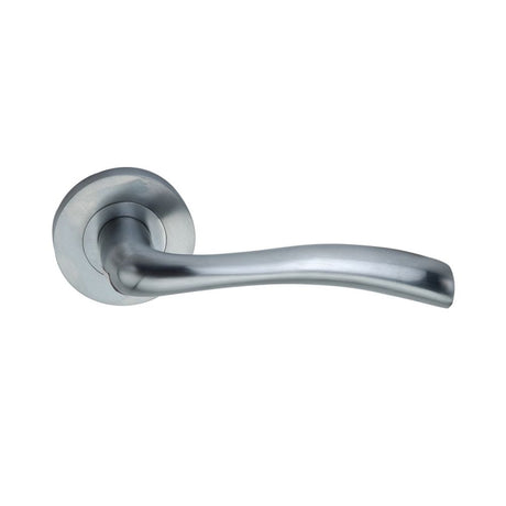 This is an image of Spira Brass - Zofie Lever Door Handle Satin Chrome available to order from T.H Wiggans Architectural Ironmongery in Kendal, quick delivery and discounted prices.