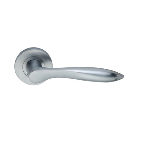 This is an image of Spira Brass - Pearle Lever Door Handle Satin Chrome available to order from T.H Wiggans Architectural Ironmongery in Kendal, quick delivery and discounted prices.