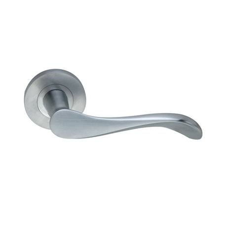 This is an image of Spira Brass - Rosalie Lever Door Handle Satin Chrome available to order from T.H Wiggans Architectural Ironmongery in Kendal, quick delivery and discounted prices.