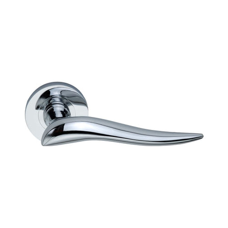 This is an image of Spira Brass - Flavia Lever Door Handle Polished Chrome available to order from T.H Wiggans Architectural Ironmongery in Kendal, quick delivery and discounted prices.