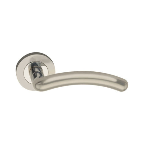 This is an image of Spira Brass - Taurus Lever Door Handle Satin Nickel available to order from T.H Wiggans Architectural Ironmongery in Kendal, quick delivery and discounted prices.