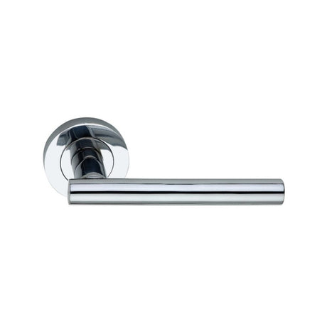 This is an image of Spira Brass - Jura Lever Door Handle Polished Chrome available to order from T.H Wiggans Architectural Ironmongery in Kendal, quick delivery and discounted prices.