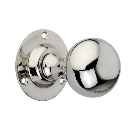 This is an image of Spira Brass - Ball Door Knob Polished Nickel available to order from T.H Wiggans Architectural Ironmongery in Kendal, quick delivery and discounted prices.