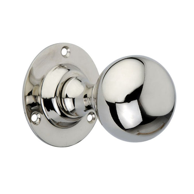 This is an image of Spira Brass - Ball Door Knob Polished Nickel available to order from T.H Wiggans Architectural Ironmongery in Kendal, quick delivery and discounted prices.