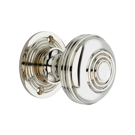 This is an image of Spira Brass - Bloxwich Large 60mm Rim/Mortice Door Knob Polished Nickel available to order from T.H Wiggans Architectural Ironmongery in Kendal, quick delivery and discounted prices.