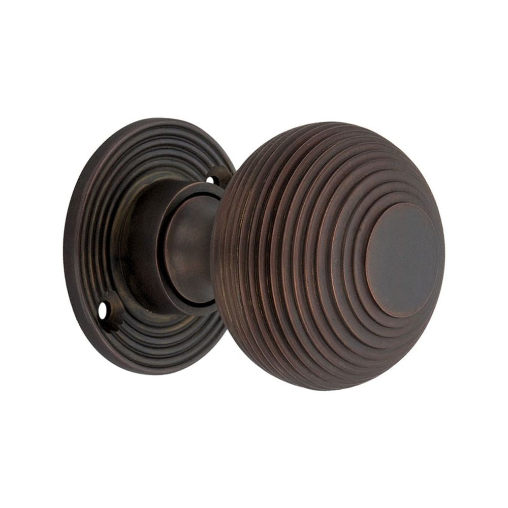 This is an image of Spira Brass - Beehive 50mm Rim/Mortice Door Knob Aged Bronze available to order from T.H Wiggans Architectural Ironmongery in Kendal, quick delivery and discounted prices.