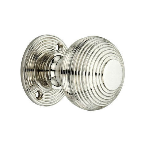 This is an image of Spira Brass - Beehive 50mm Rim/Mortice Door Knob Polished Nickel available to order from T.H Wiggans Architectural Ironmongery in Kendal, quick delivery and discounted prices.