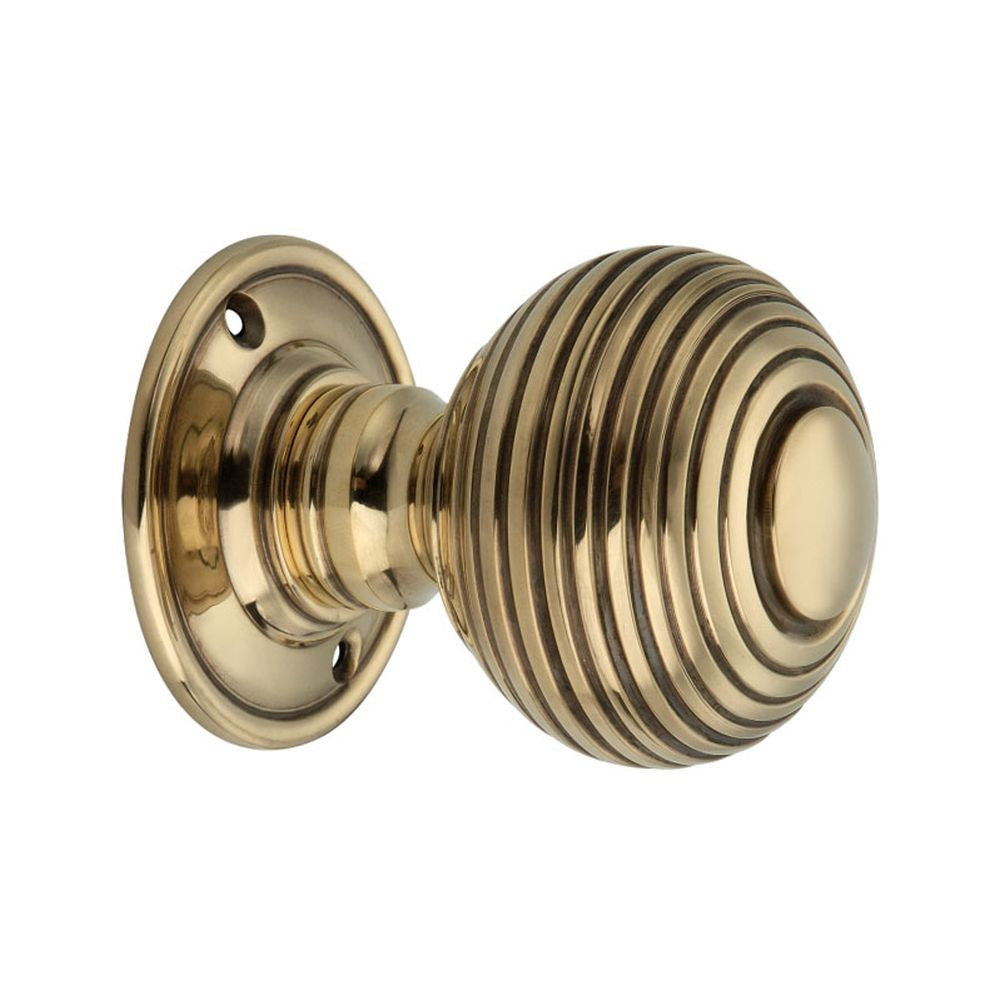 This is an image of Spira Brass - Beehive Large 60mm Mortice Door Knob Aged Brass available to order from T.H Wiggans Architectural Ironmongery in Kendal, quick delivery and discounted prices.