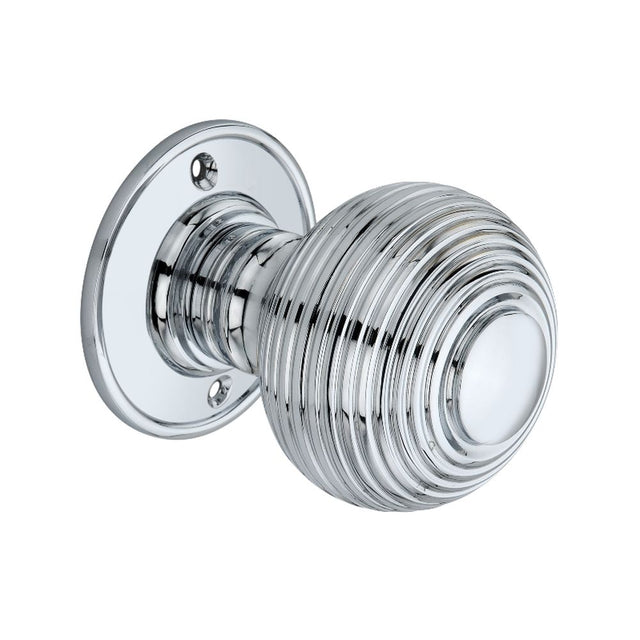 This is an image of Spira Brass - Beehive Large 60mm Mortice Door Knob Polished Chrome available to order from T.H Wiggans Architectural Ironmongery in Kendal, quick delivery and discounted prices.
