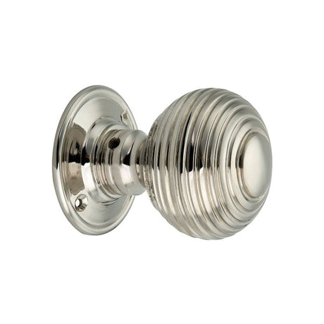 This is an image of Spira Brass - Beehive Large 60mm Mortice Door Knob Polished Nickel available to order from T.H Wiggans Architectural Ironmongery in Kendal, quick delivery and discounted prices.