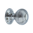 This is an image of Spira Brass - Beehive Large 60mm Mortice Door Knob Satin Chrome available to order from T.H Wiggans Architectural Ironmongery in Kendal, quick delivery and discounted prices.