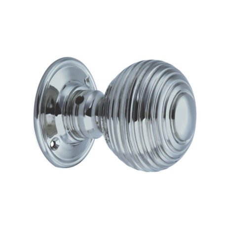 This is an image of Spira Brass - Beehive Large 60mm Mortice Door Knob Satin Chrome available to order from T.H Wiggans Architectural Ironmongery in Kendal, quick delivery and discounted prices.