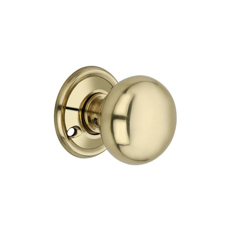 This is an image of Spira Brass - Cottage Small 40mm Rim/Mortice Door Knob Polished Brass available to order from T.H Wiggans Architectural Ironmongery in Kendal, quick delivery and discounted prices.