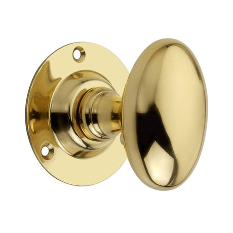 This is an image of Spira Brass - Oval Mortice Door Knob Polished Brass available to order from T.H Wiggans Architectural Ironmongery in Kendal, quick delivery and discounted prices.