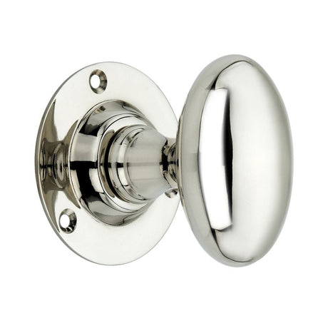 This is an image of Spira Brass - Oval Mortice Door Knob Polished Nickel available to order from T.H Wiggans Architectural Ironmongery in Kendal, quick delivery and discounted prices.