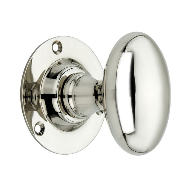 This is an image of Spira Brass - Oval Mortice Door Knob Polished Nickel available to order from T.H Wiggans Architectural Ironmongery in Kendal, quick delivery and discounted prices.